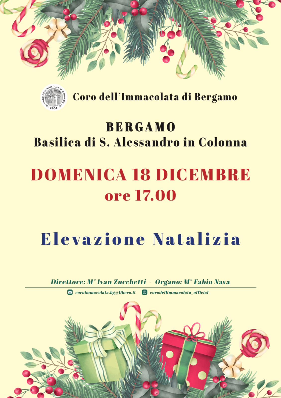 Locandina concerto Natale 2022 S Alessandro in colonna