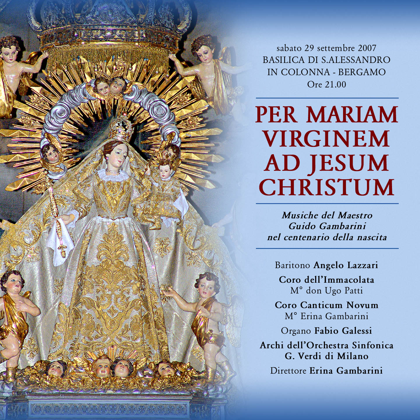 Copertina CD Per Mariam virginem ad Jesum Christum - 29 settembre 2007